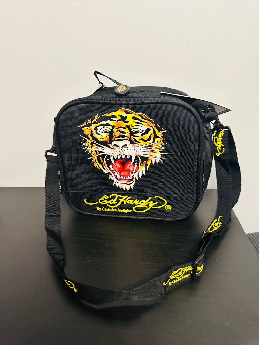 Ed Hardy Shana Tiger Black Lunch Bag NWT By Christian Audigier Y2K
